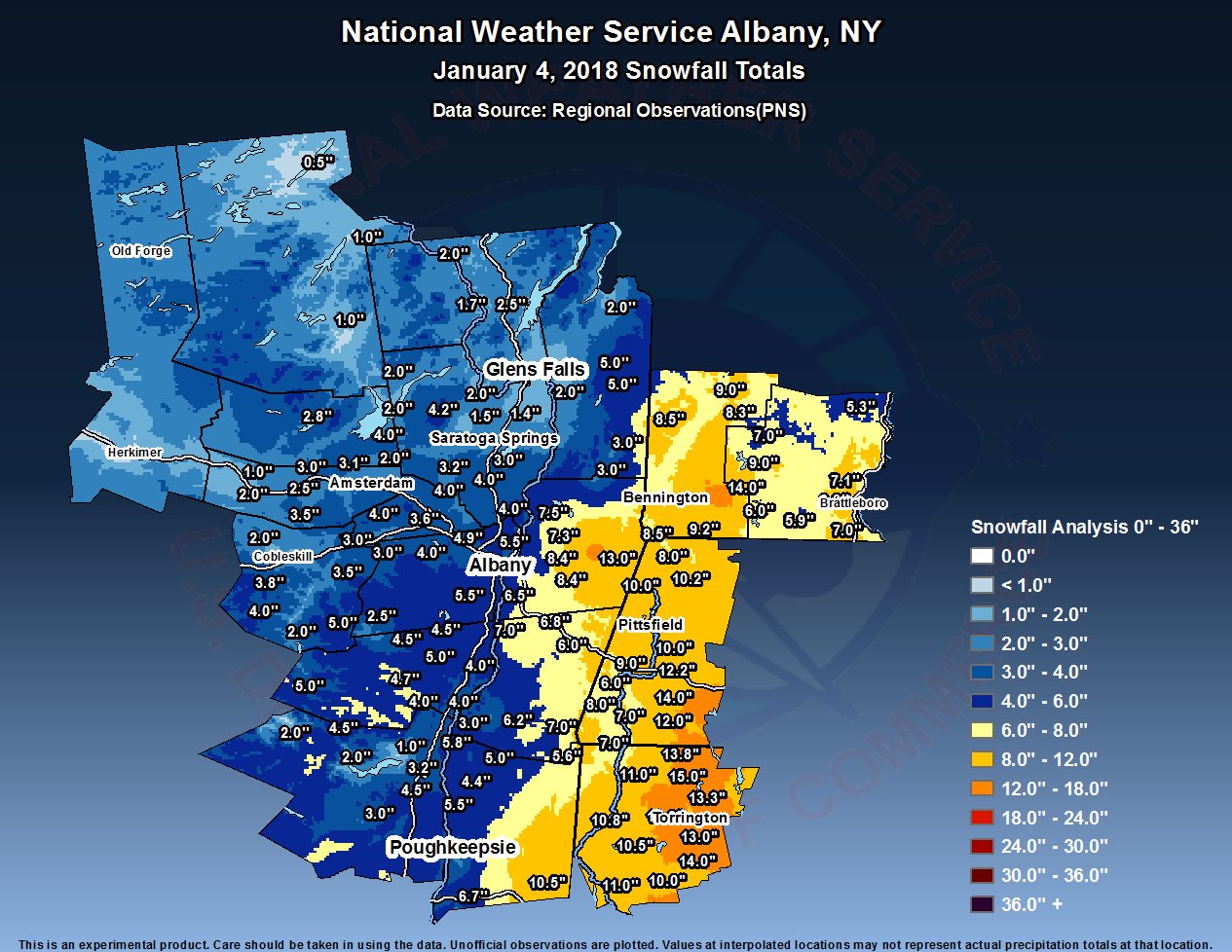 January 4, 2018 Snowfall